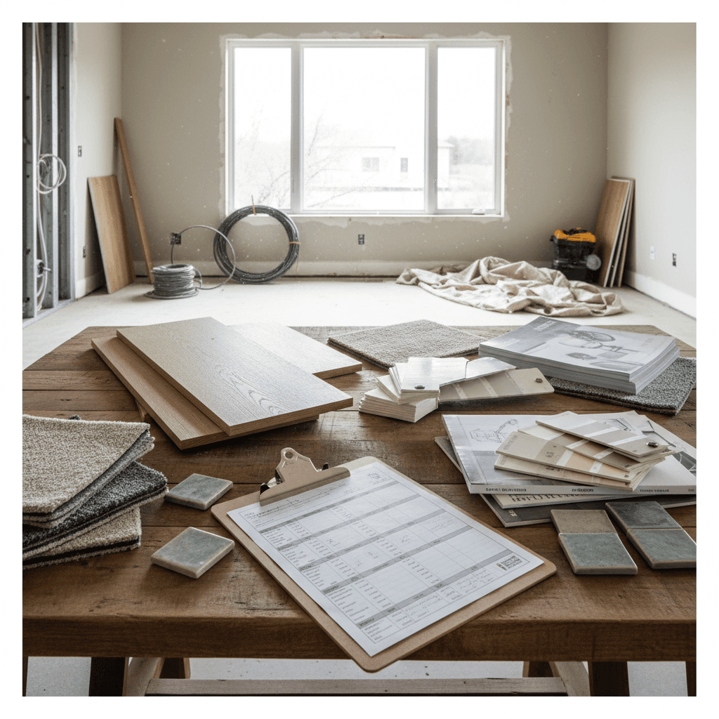 Renovation project planning with materials and timeline documentation